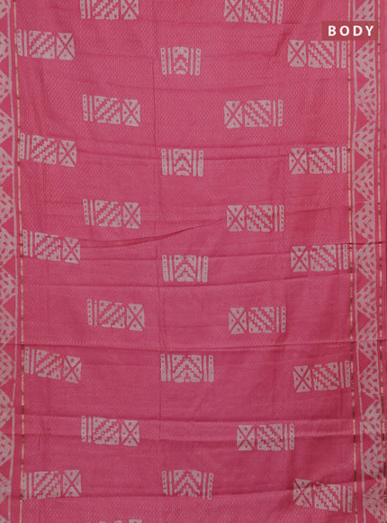 Light Pink Semi Chanderi Saree - Batik Prints
