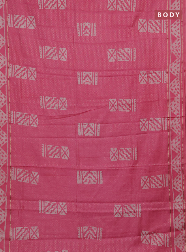 Light Pink Semi Chanderi Saree - Batik Prints