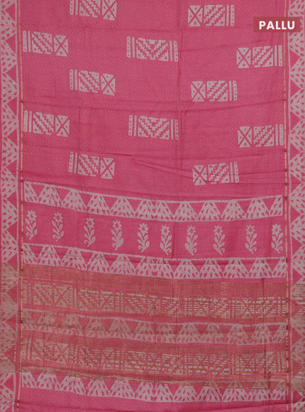 Light Pink Semi Chanderi Saree - Batik Prints
