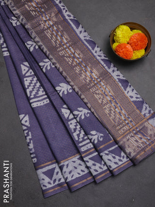 Grey Semi Chanderi Saree - Batik Prints