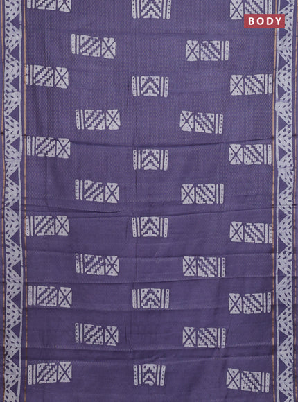 Grey Semi Chanderi Saree - Batik Prints