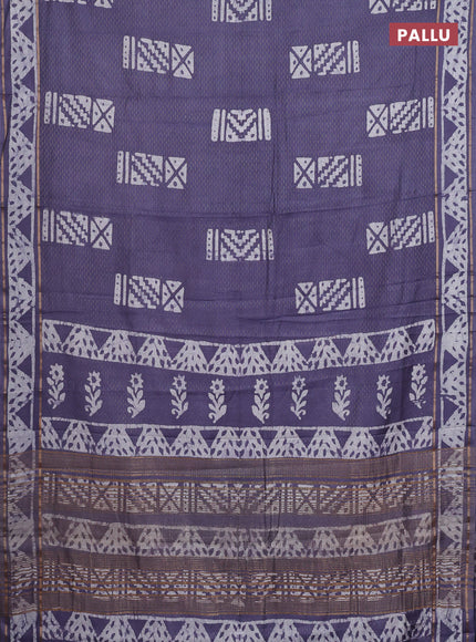 Grey Semi Chanderi Saree - Batik Prints