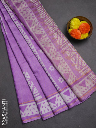 Lavender Semi Chanderi Saree - Batik Prints