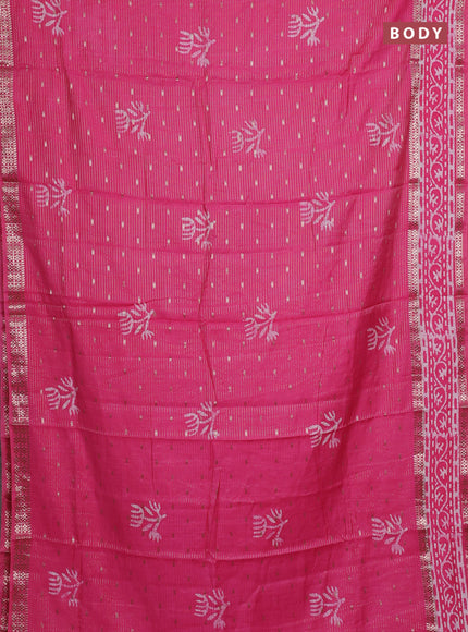 Pink Semi Chanderi Saree - Batik Prints