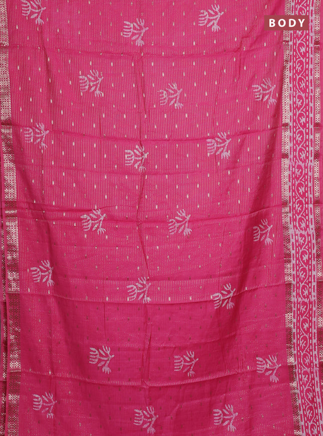 Pink Semi Chanderi Saree - Batik Prints