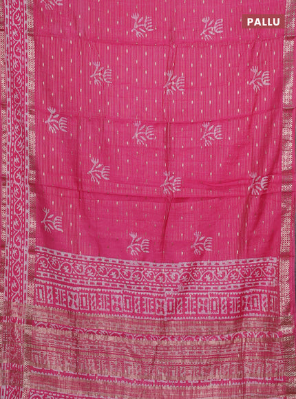Pink Semi Chanderi Saree - Batik Prints