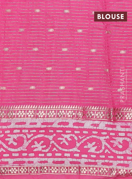 Pink Semi Chanderi Saree - Batik Prints