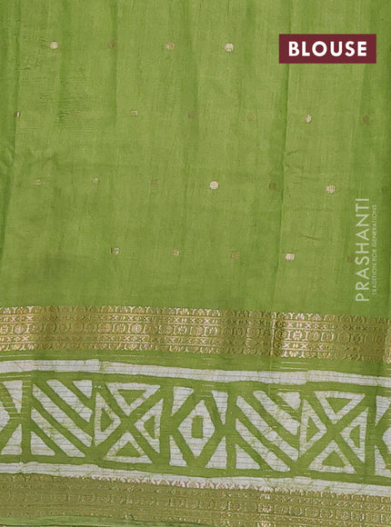 Light Green Semi Chanderi Saree - Batik Prints