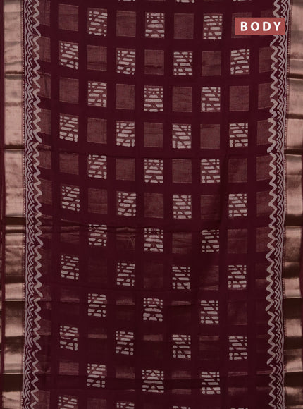 Wine Semi Chanderi Saree - Batik Prints
