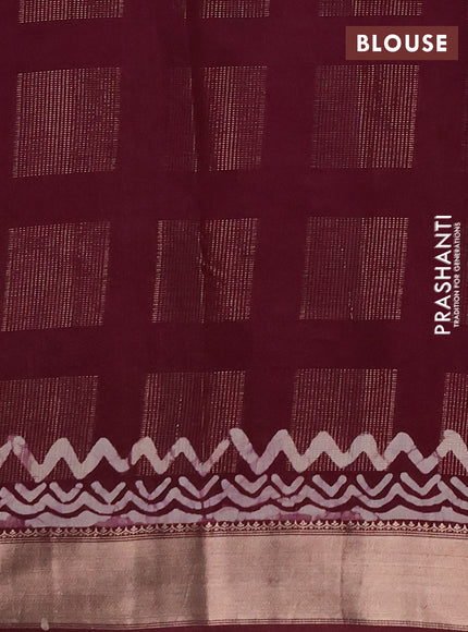 Wine Semi Chanderi Saree - Batik Prints