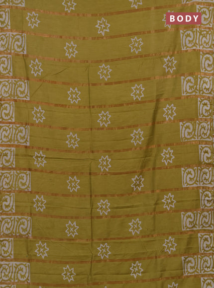 Pista Green Semi Chanderi Saree - Batik Prints