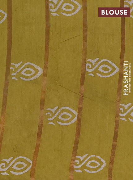 Pista Green Semi Chanderi Saree - Batik Prints