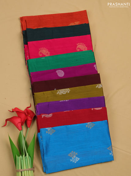 Raw silk blouse bit assorted colours & design and pack of 10