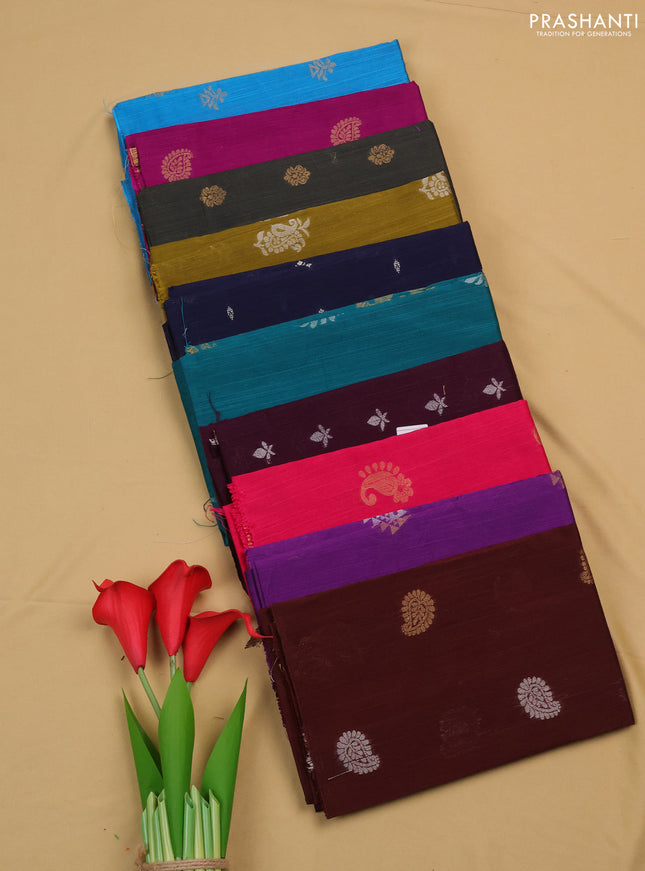 Raw silk blouse bit assorted colours & design and pack of 10