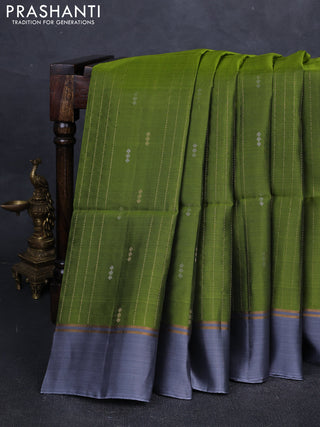 Green & Purple Kanchipuram Soft Silk Saree - Buttas
