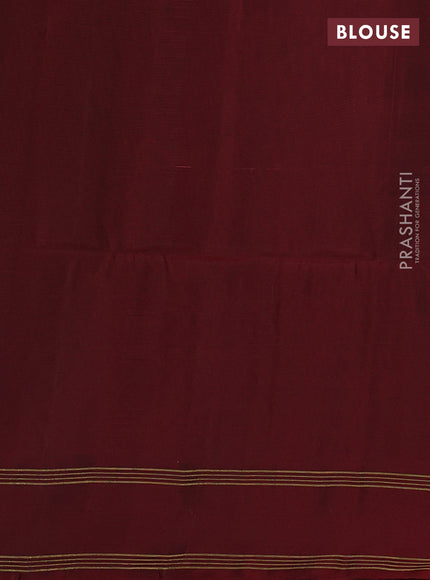 Blue & Maroon Kanchipuram Soft Silk Saree - Buttas