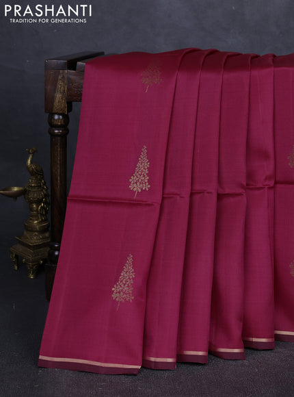 Pink & Mustard Green Kanchipuram Soft Silk Saree -  Buttas