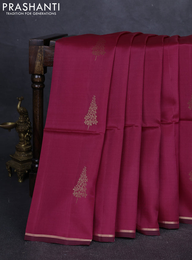 Pink & Mustard Green Kanchipuram Soft Silk Saree -  Buttas
