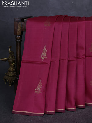 Pink & Mustard Green Kanchipuram Soft Silk Saree -  Buttas