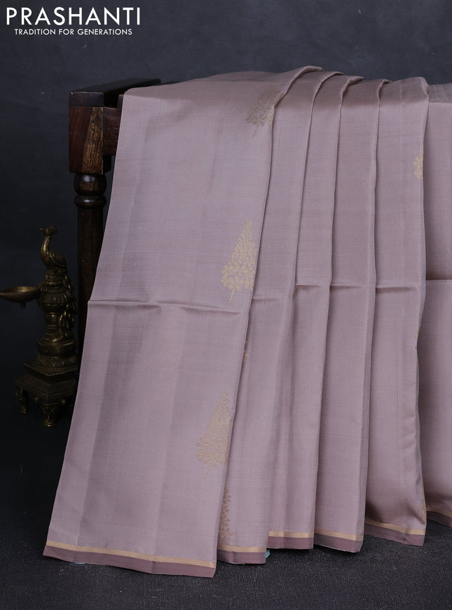 Rosy B rown Kanchipuram Soft Silk Saree -  Buttas