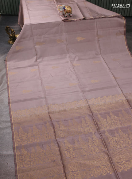 Rosy B rown Kanchipuram Soft Silk Saree -  Buttas