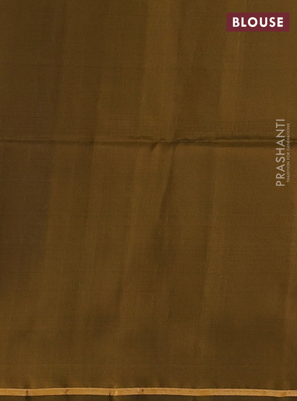 CS Blue & Mustard green  Kanchipuram Soft Silk Saree - Buttas