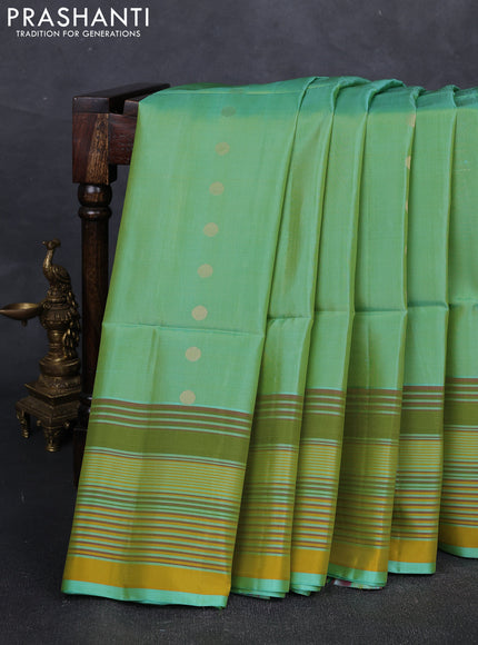 Teal Green Kanchipuram Soft Silk Saree - Buttas