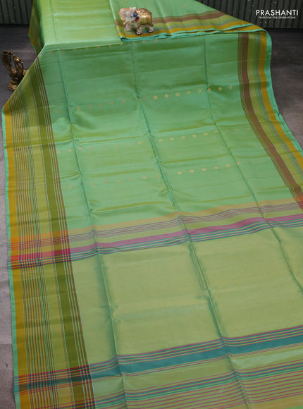 Teal Green Kanchipuram Soft Silk Saree - Buttas