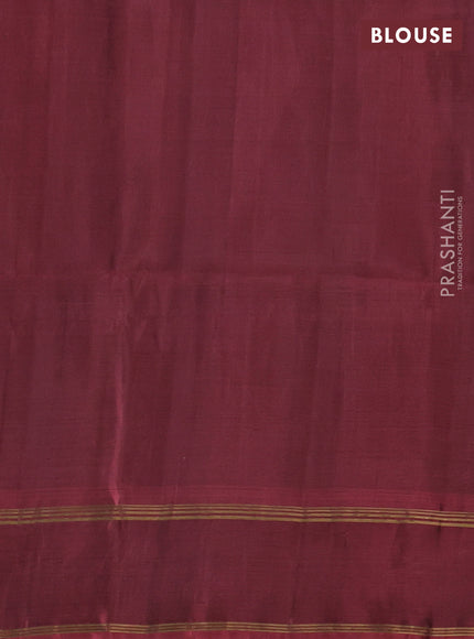 Navy blue & Mauve pink Kanchipuram Soft Silk Saree - Zari Weaves