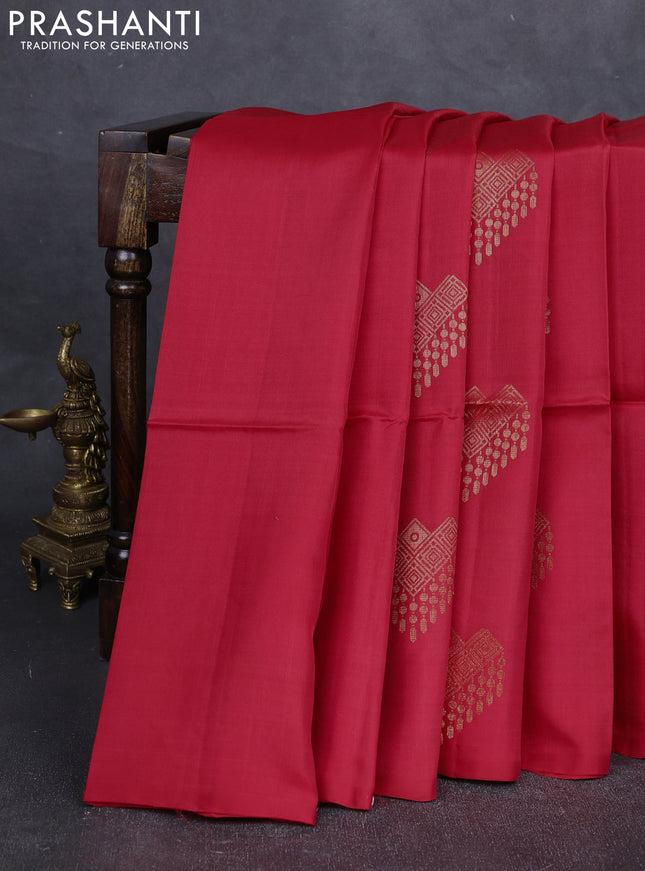 Red Kanchipuram Soft Silk Saree - Buttas