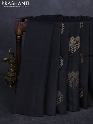Black Kanchipuram Soft Silk Saree - Buttas
