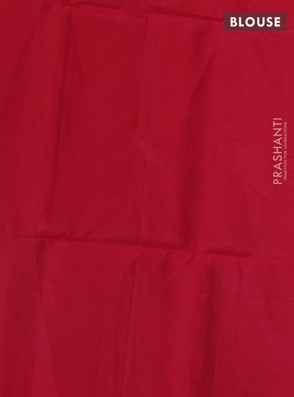 Grey & Red Kanchipuram Soft Silk Saree - Checks & Buttas