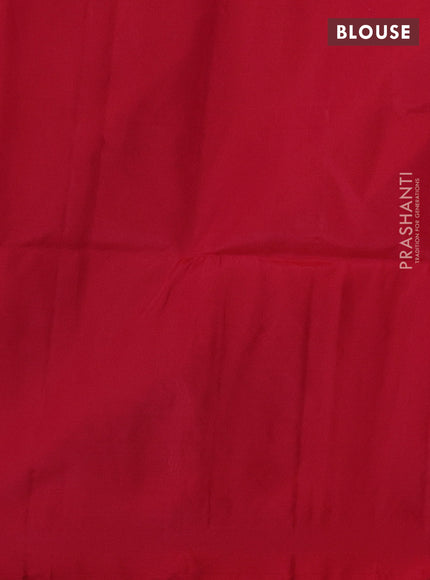 Elaichi green & Red Kanchipuram Soft Silk Saree - Checks & Buttas