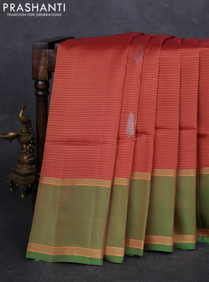 Rust & Green Kanchipuram Soft Silk Saree - Buttas