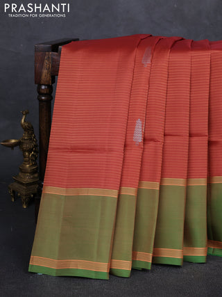 Rust & Green Kanchipuram Soft Silk Saree - Buttas