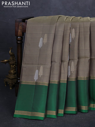 Elaichi Green & Green Kanchipuram Soft Silk Saree - Buttas