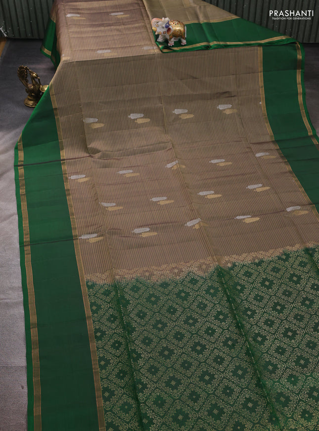 Elaichi Green & Green Kanchipuram Soft Silk Saree - Buttas