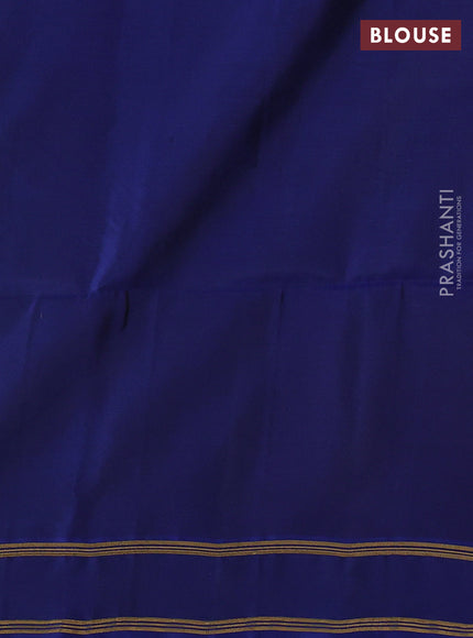 Rosy Brown & blue Kanchipuram Soft Silk Saree - Buttas