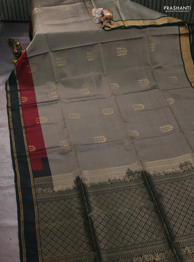 Pastel Green & Green Kanchipuram Soft Silk Saree - Buttas