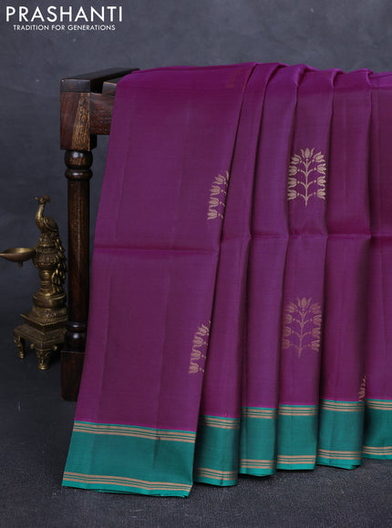 Magenta pink & Green Kanchipuram Soft Silk Saree - Buttas