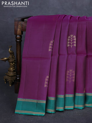 Magenta pink & Green Kanchipuram Soft Silk Saree - Buttas