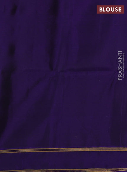 Green & Violet Kanchipuram Soft Silk Saree - Buttas