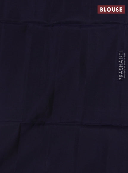 Rosy Brown & Navy Blue Kanchipuram Soft Silk Saree - Zari Weaves
