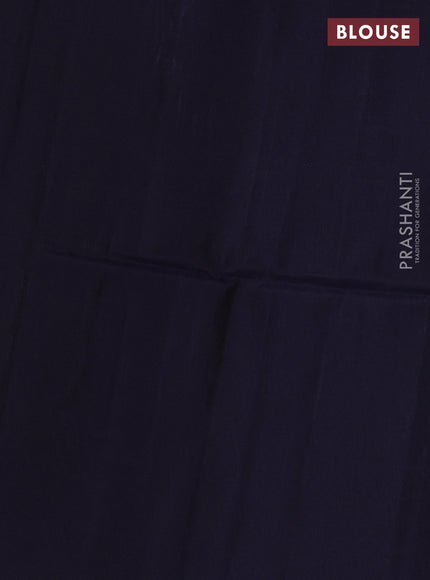 Coffee Brown & Navy Blue Kanchipuram Soft Silk Saree - Zari Weaves