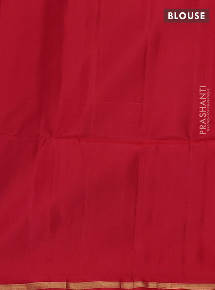 Mehendi Green & Red  Kanchipuram Soft Silk Saree - Buttas
