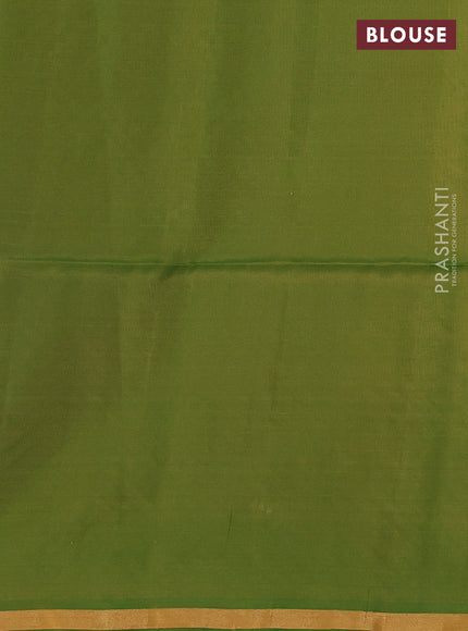 Mustard yellow & Green Kanchipuram Soft Silk Saree - Buttas