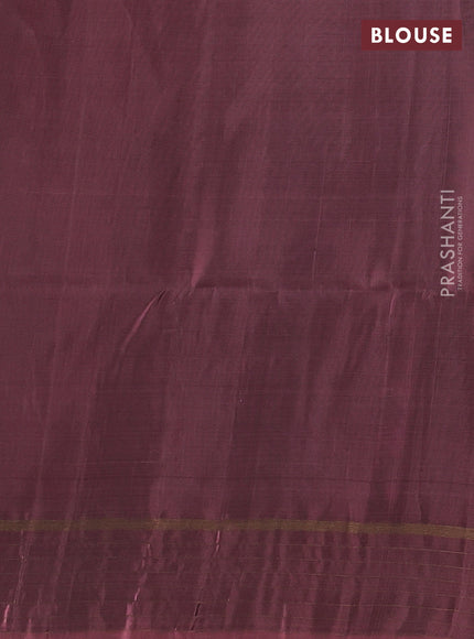 Green & Mauve pink Kanchipuram Soft Silk Saree - Buttas