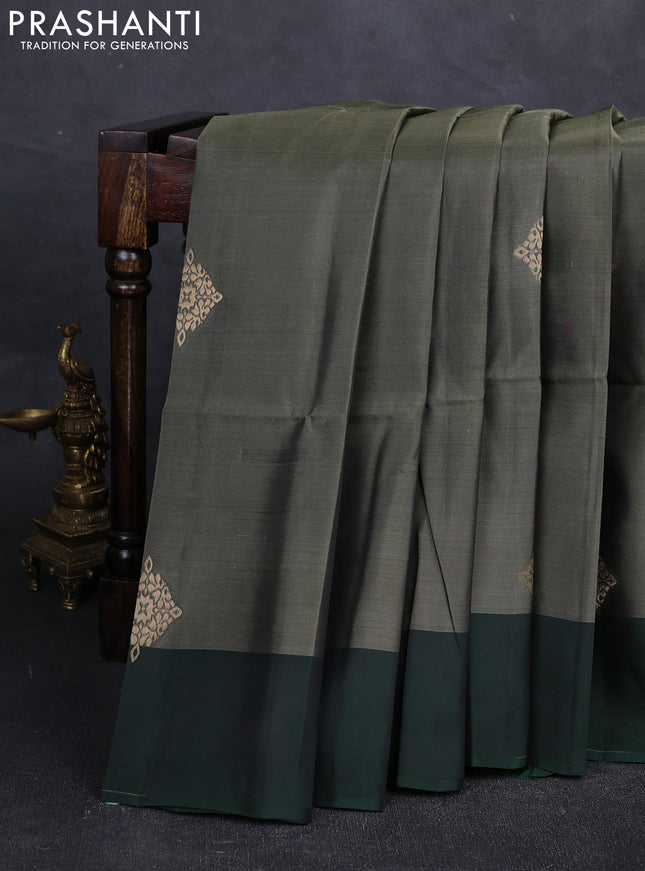 Green Kanchipuram Soft Silk Saree - Buttas