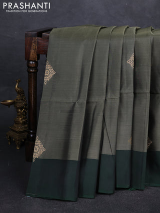 Green Kanchipuram Soft Silk Saree - Buttas