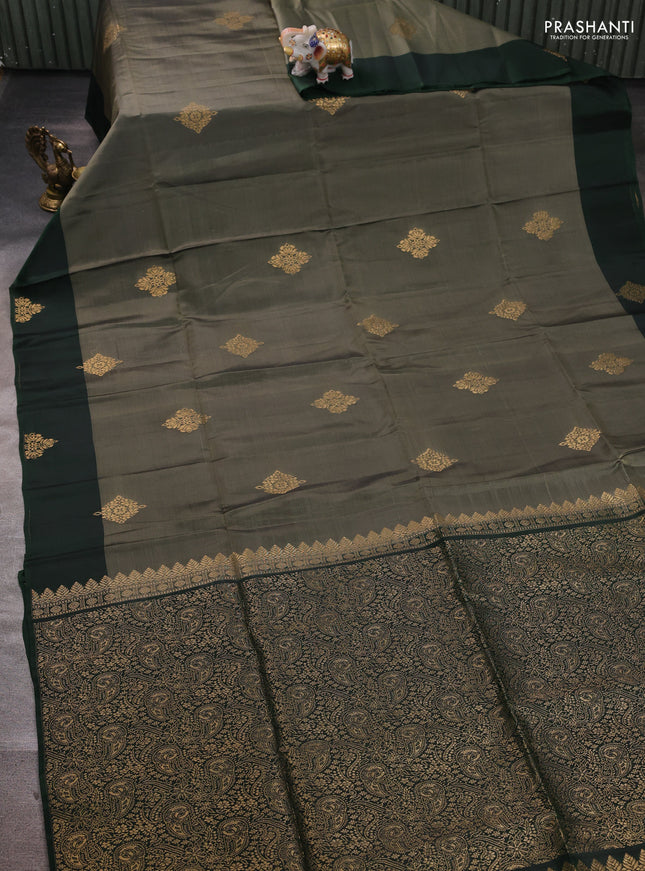 Green Kanchipuram Soft Silk Saree - Buttas
